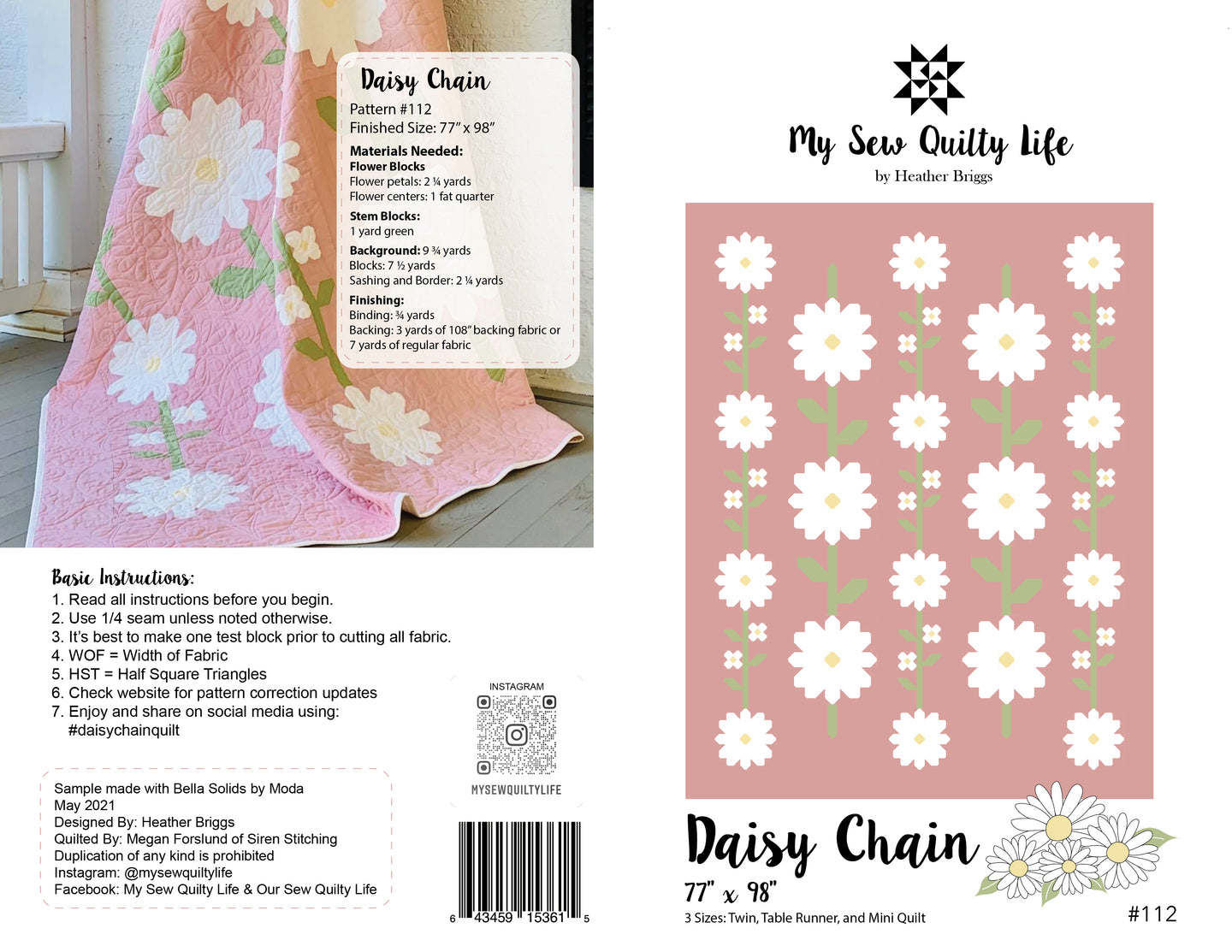Pattern, Daisy Chain Quilt by My Sew Quilty Life (digital download)