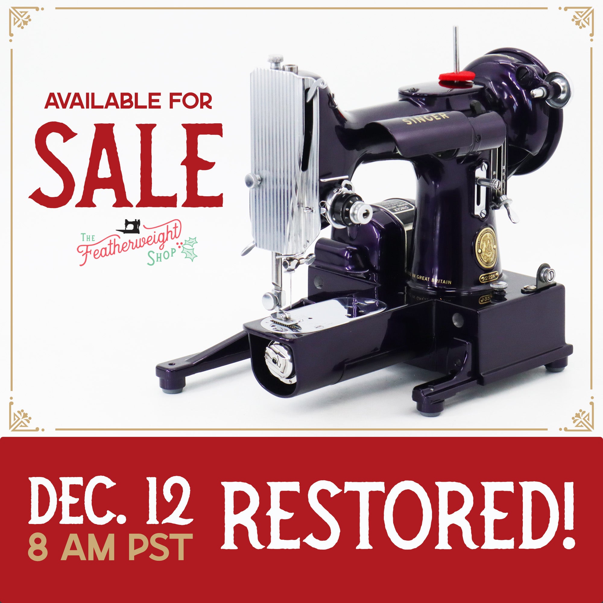 Singer Featherweight 222K - EJ9170** - Fully Restored in Black Iris