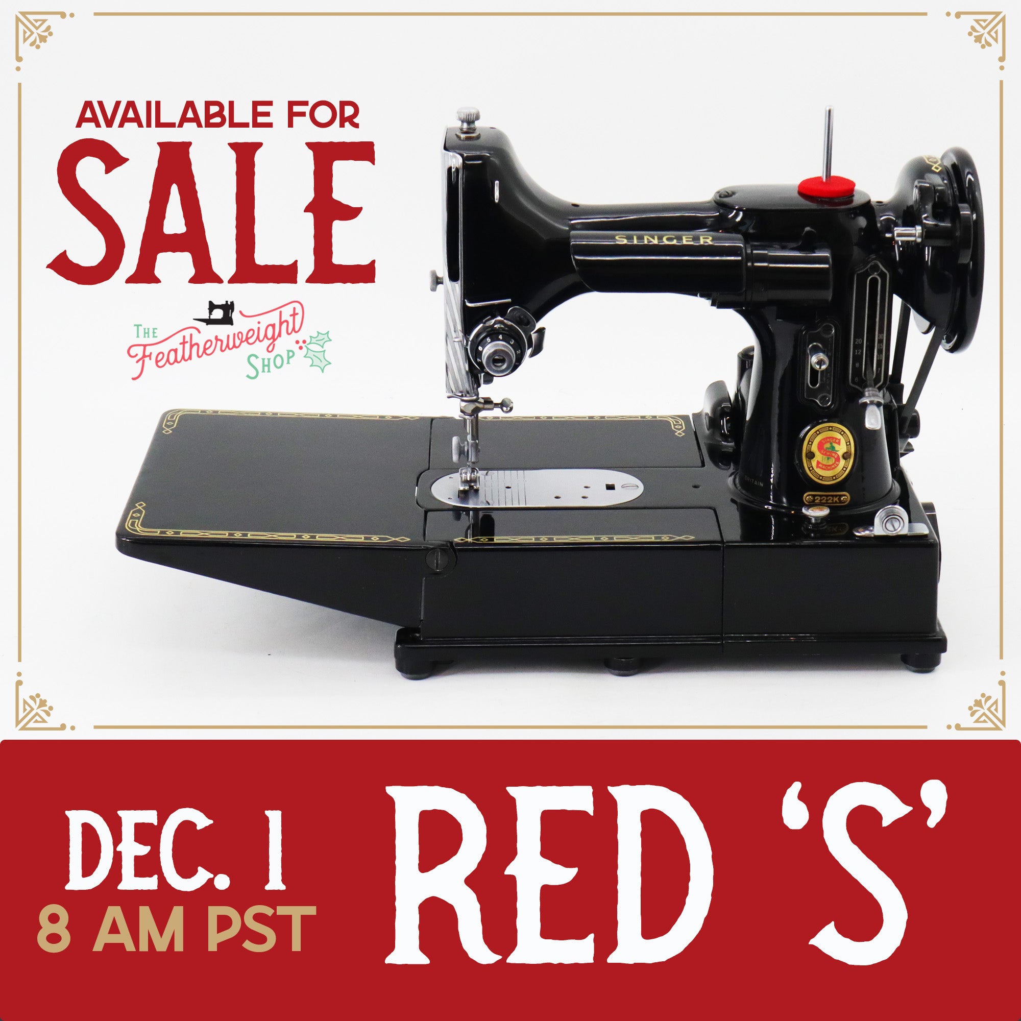 Singer Featherweight 222K Sewing Machine, Red 'S' - ES524*** - 1961