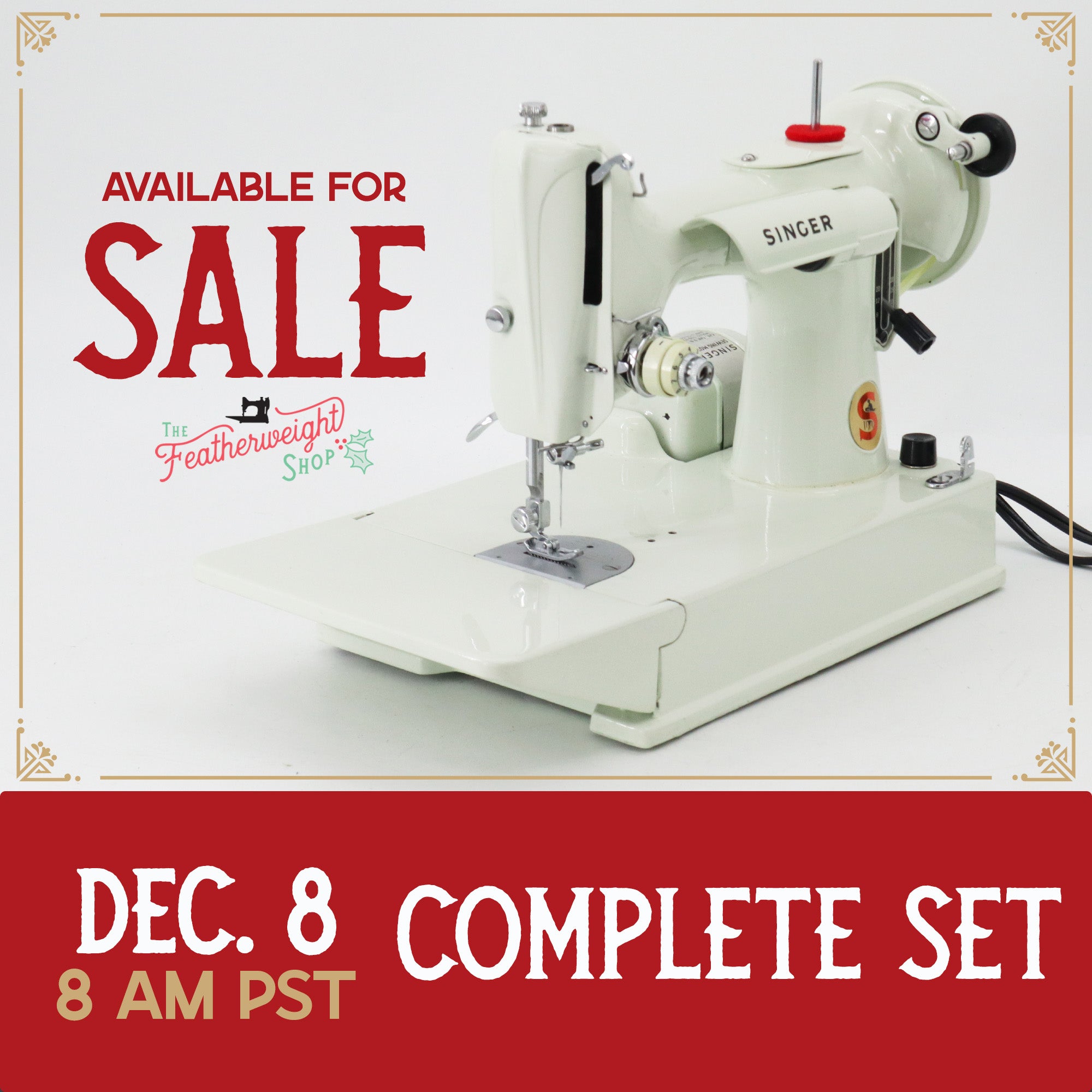 Singer Featherweight 221K Sewing Machine, WHITE - EV99384*