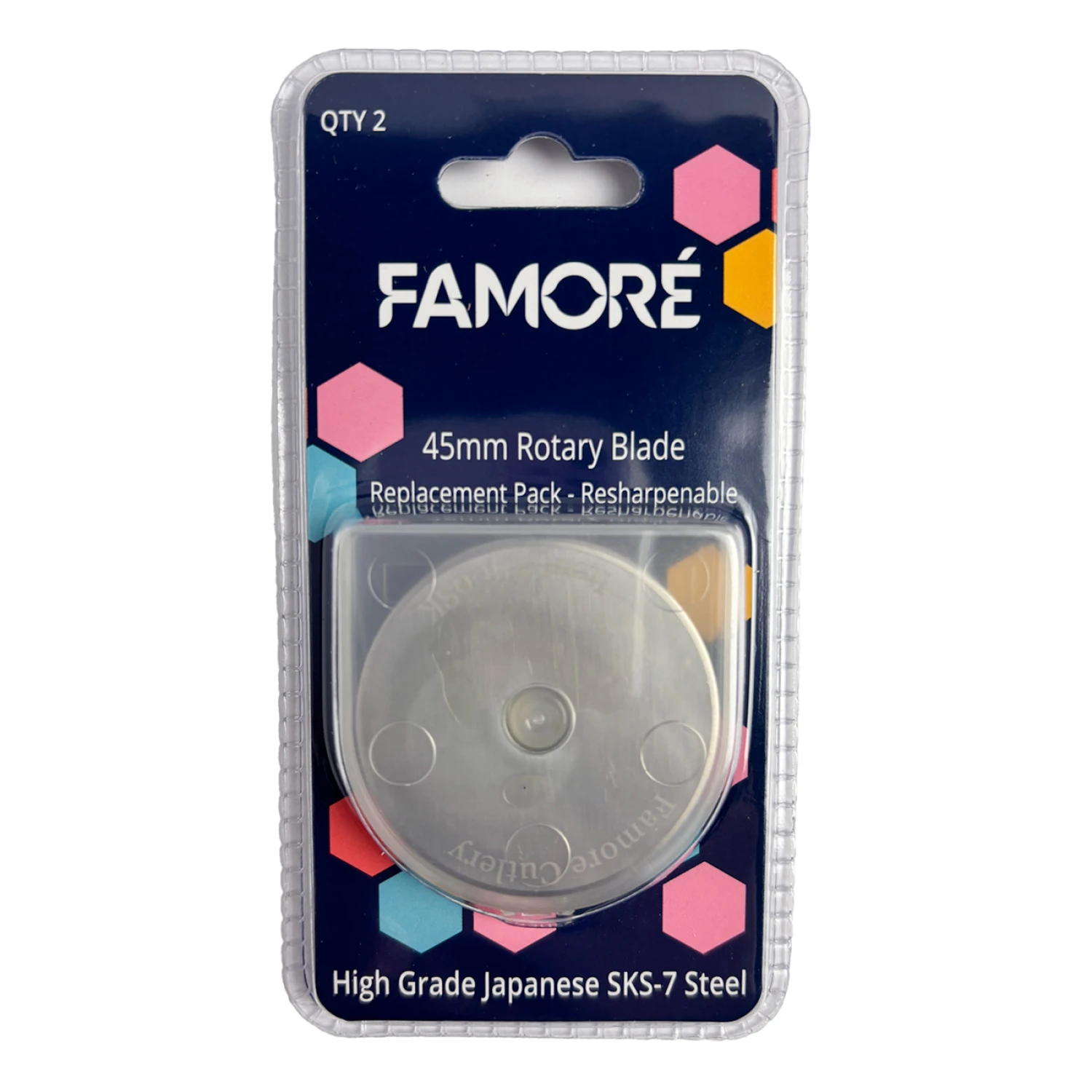 Famore Japanese Steel Replacement Rotary Blade, 2 Pk - 45 mm