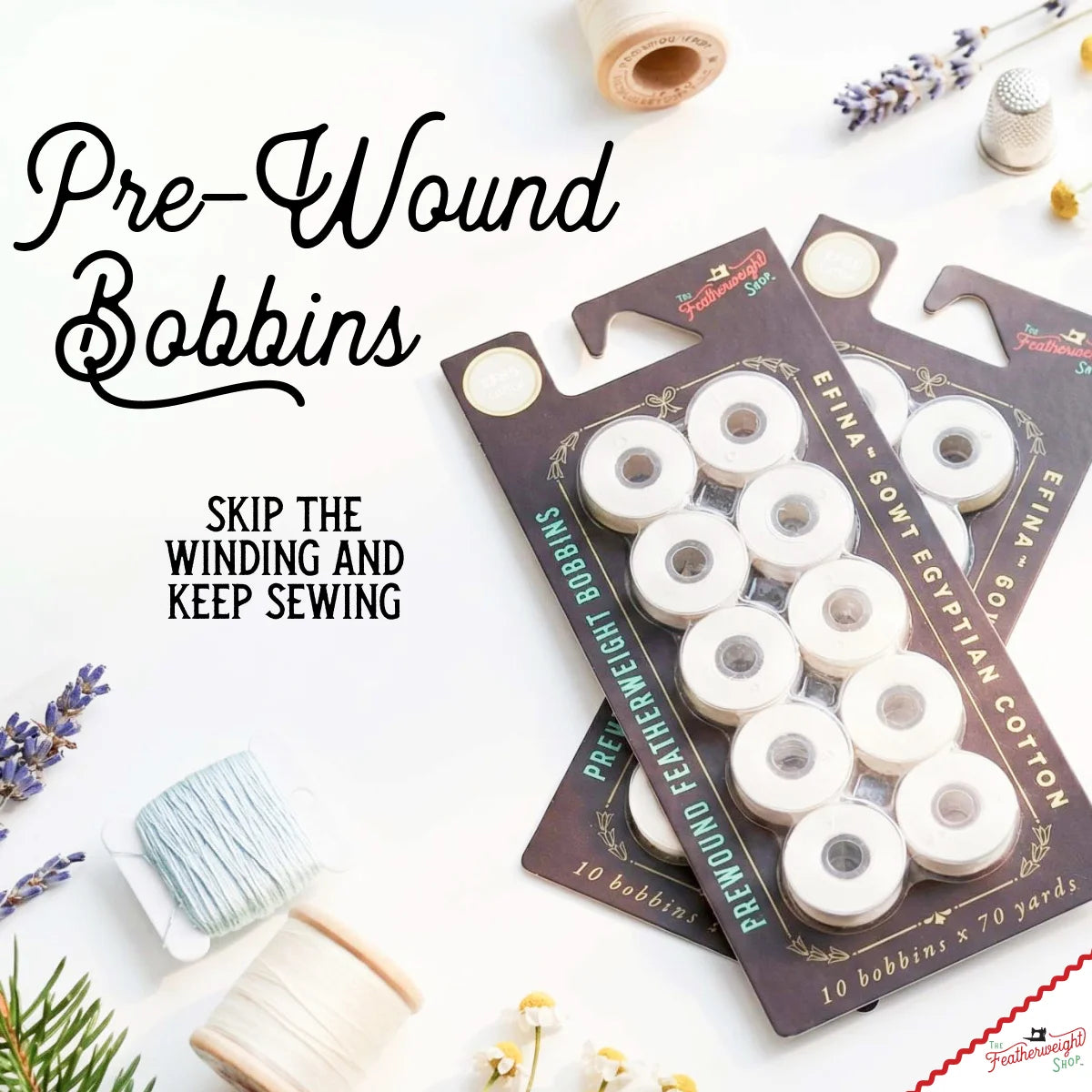 Bobbins, EXCLUSIVE! PRE-WOUND Singer Featherweight 221 222 301 - Package of 10