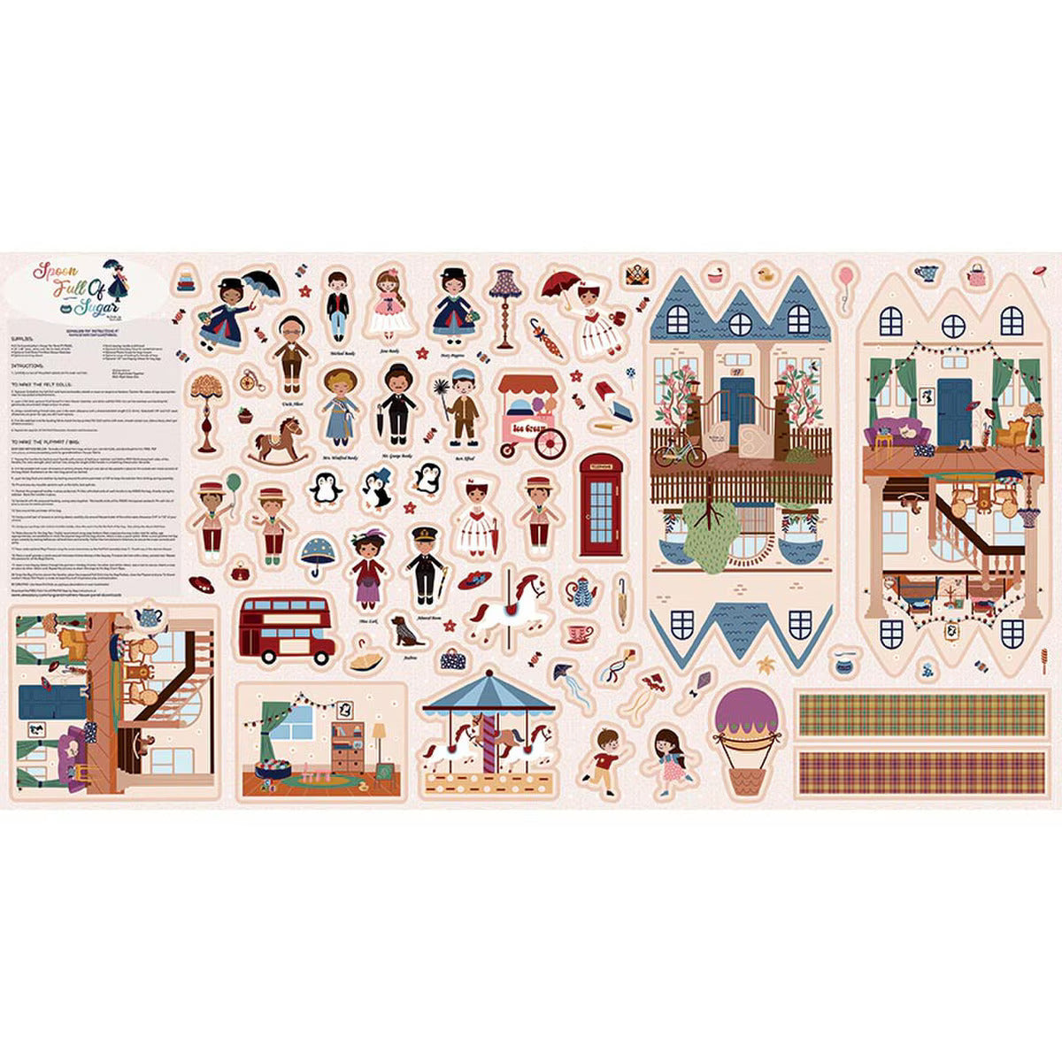 Fabric, Storybook Felt A Spoonful of Sugar Mary Poppins ~ Cut & Sew (PANEL)