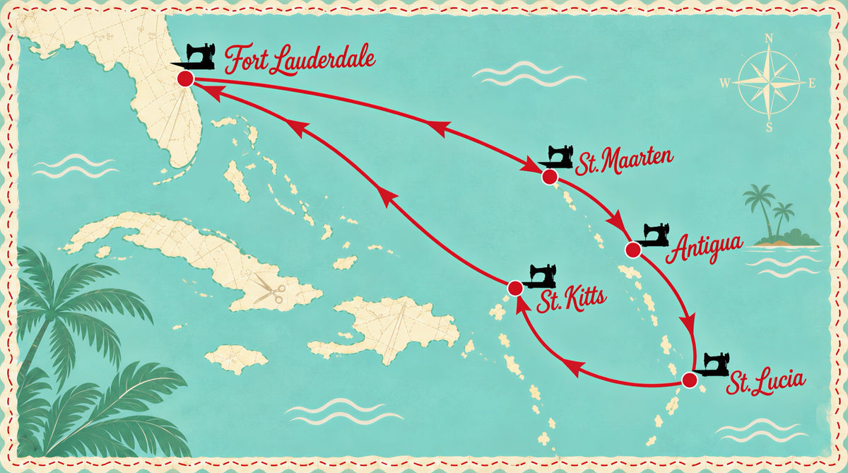Route map, Caribbean 2028 — Cruise 1 (Mar 11–20)
