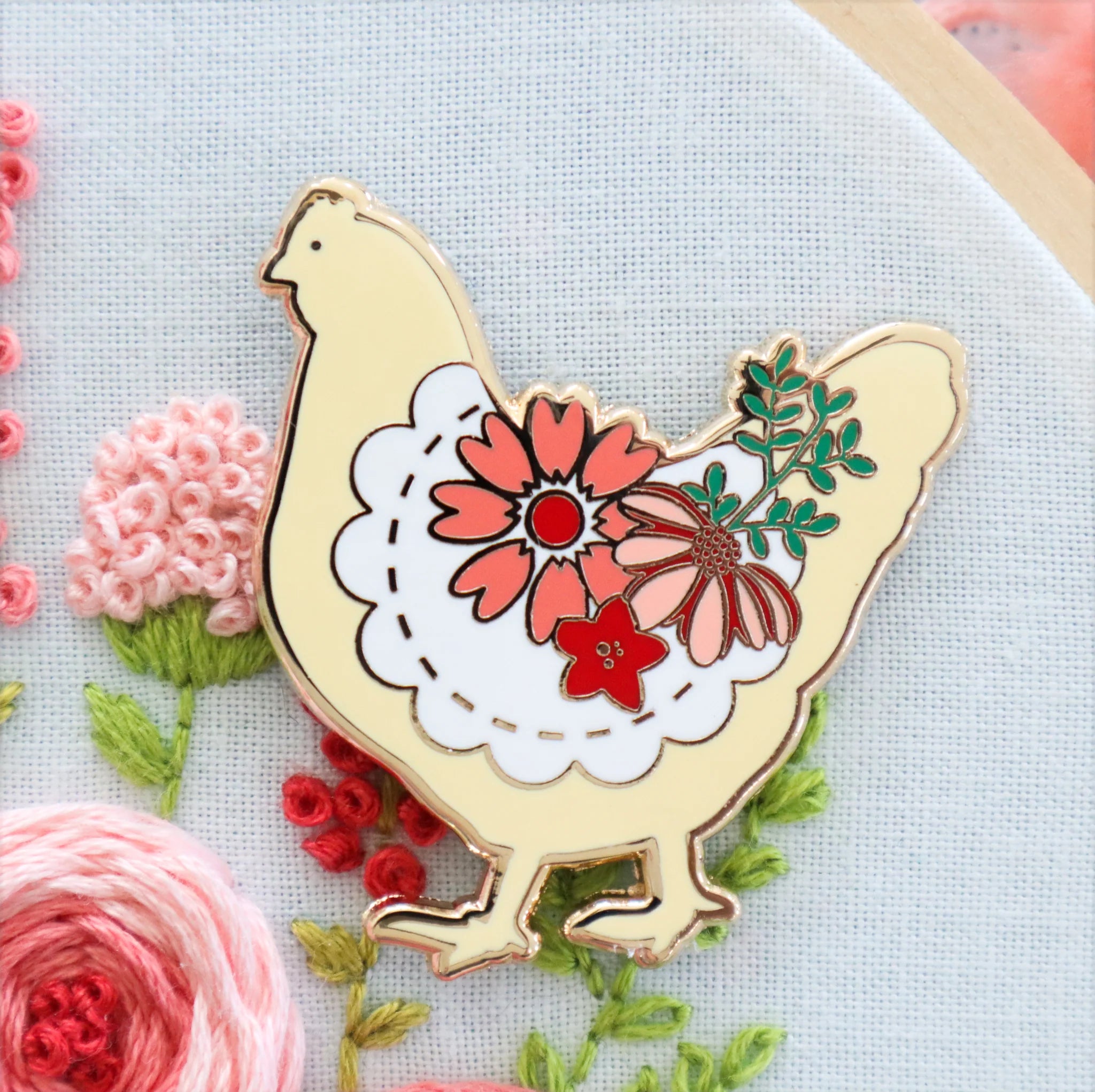 Needle Minder, FARMHOUSE FLORAL CHICKEN by Flamingo Toes