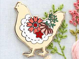 Load image into Gallery viewer, Needle Minder, Farmhouse Floral Chicken by Flamingo Toes