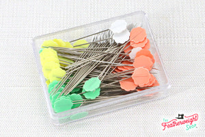 Flower Head Pins, Multi-Colored PASTELS 100 Count