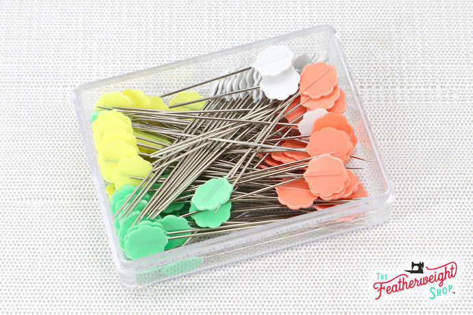 Flower Head Pins, Multi-Colored PASTELS 100 Count