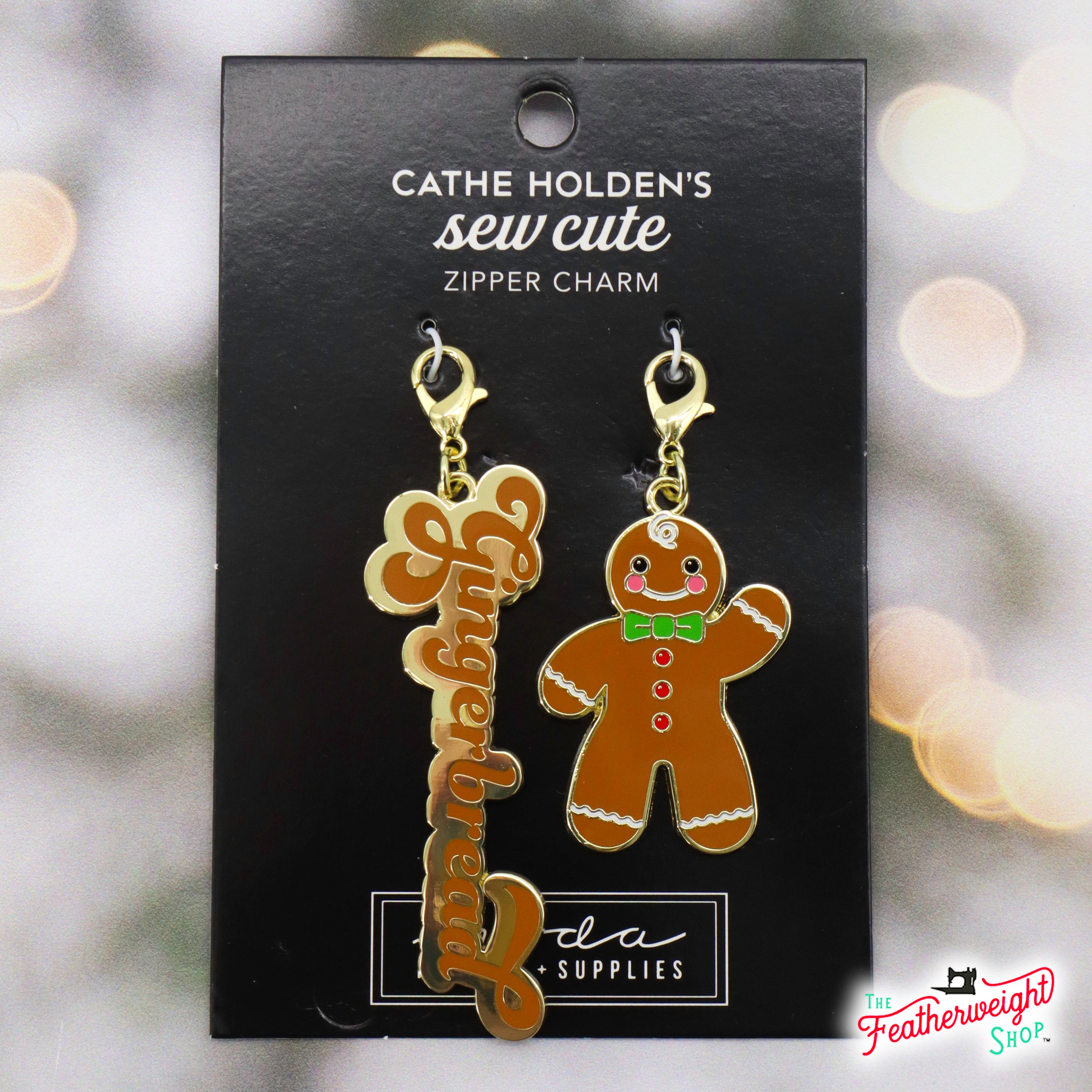 Enamel Charm Zipper Pull - GINGERBREAD Script & MAN by Cathe Holden