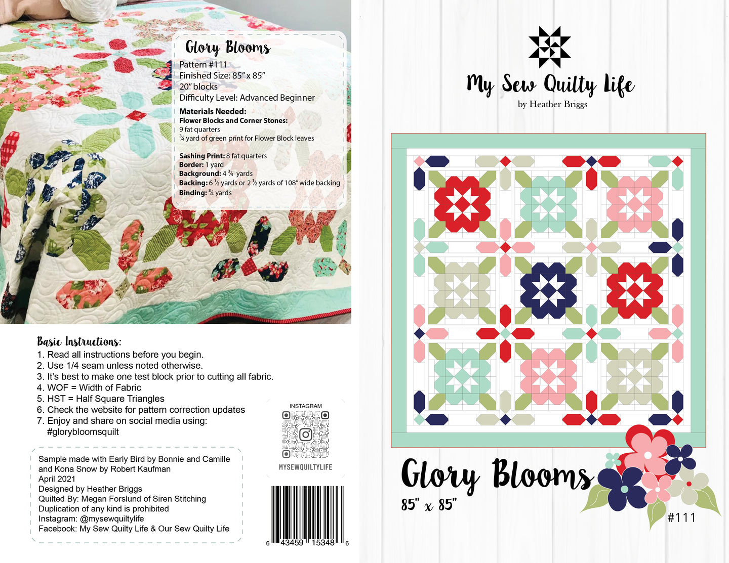 Pattern, Glory Blooms Quilt by My Sew Quilty Life (digital download)