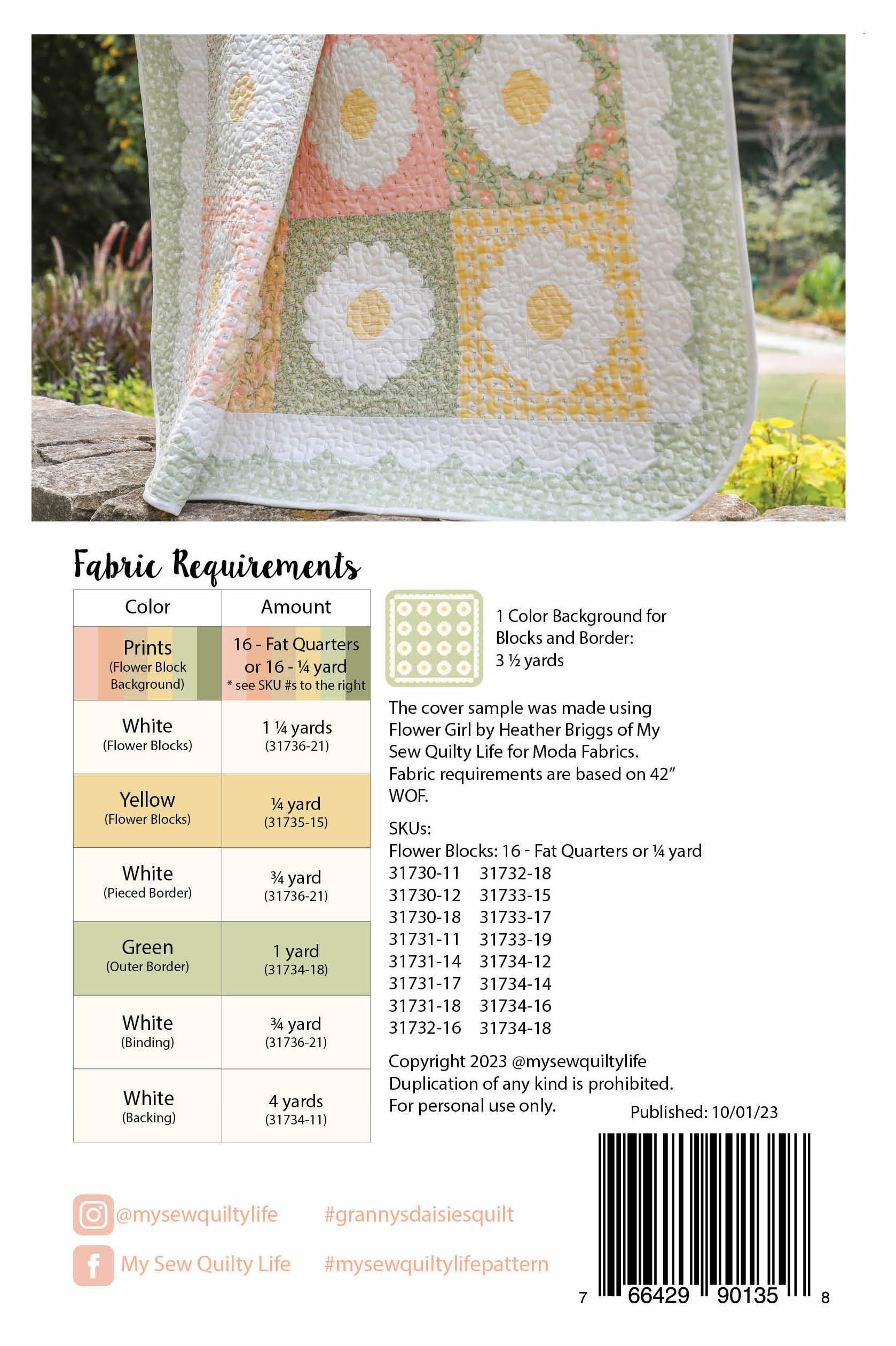 Pattern, Granny's Daisies Quilt by My Sew Quilty Life (digital download)