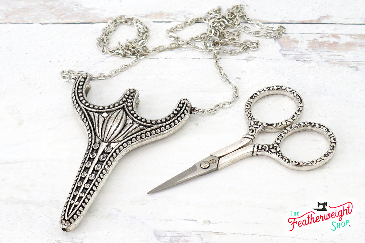 Scissors, Heirloom Embroidery Scissors Chatelaine Necklace