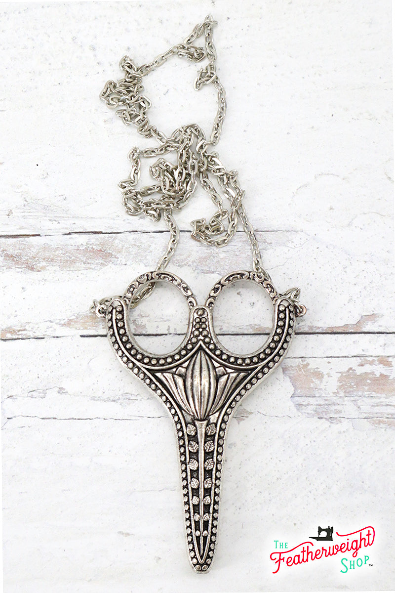 Scissors, Heirloom Embroidery Scissors Chatelaine Necklace