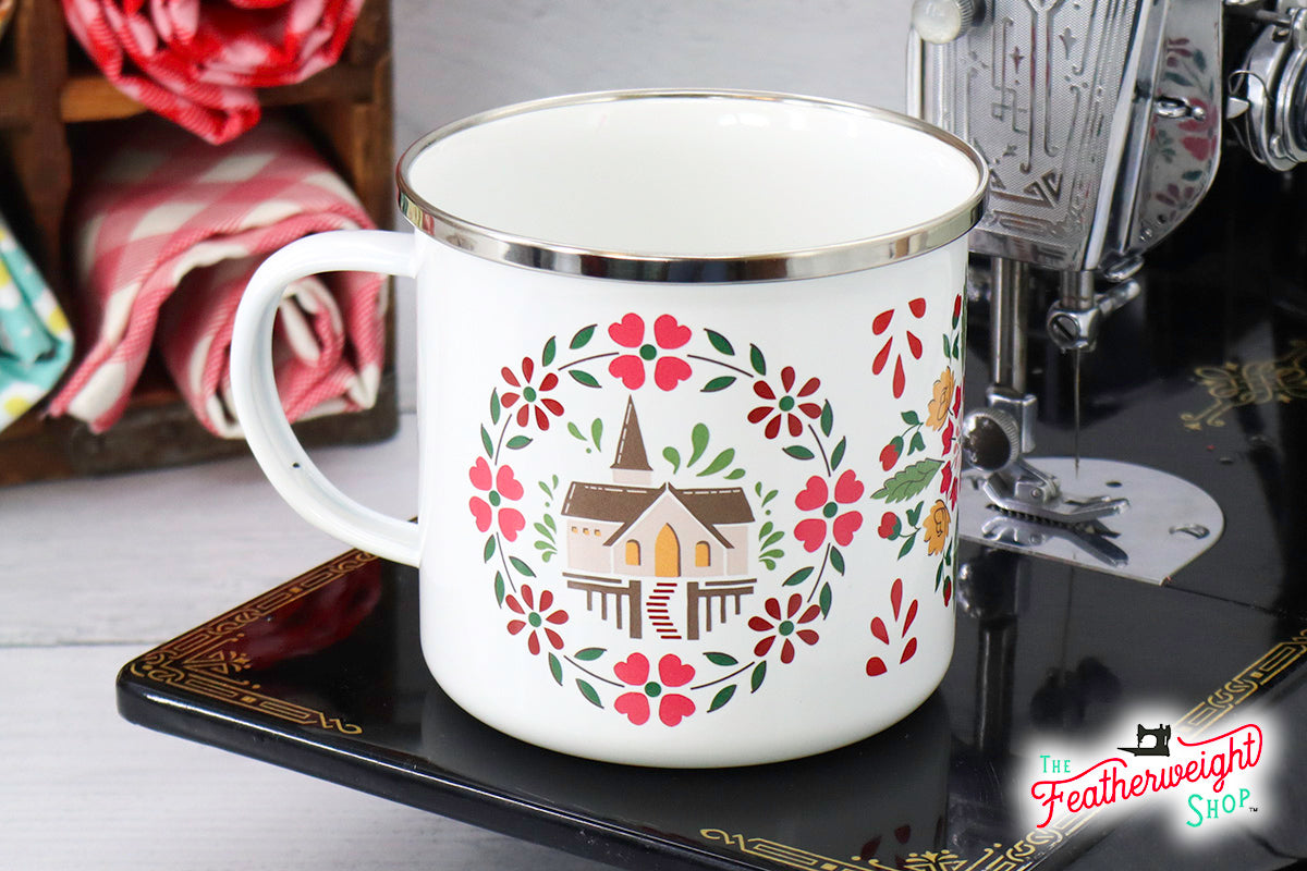 Mug, Home Town Holiday Christmas Enamel Tin Mug by Lori Holt