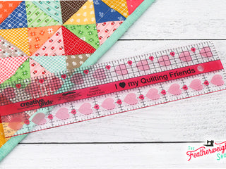 Load image into Gallery viewer, Cutting Ruler, I &quot;Heart&quot; My Quilty Friends CREATIVE GRIDS 10&quot; x 2 1/2&quot;