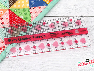 Load image into Gallery viewer, Cutting Ruler, I &quot;Heart&quot; My Quilty Friends - CREATIVE GRIDS 6&quot; x 2 1/2&quot; (with self-grips)