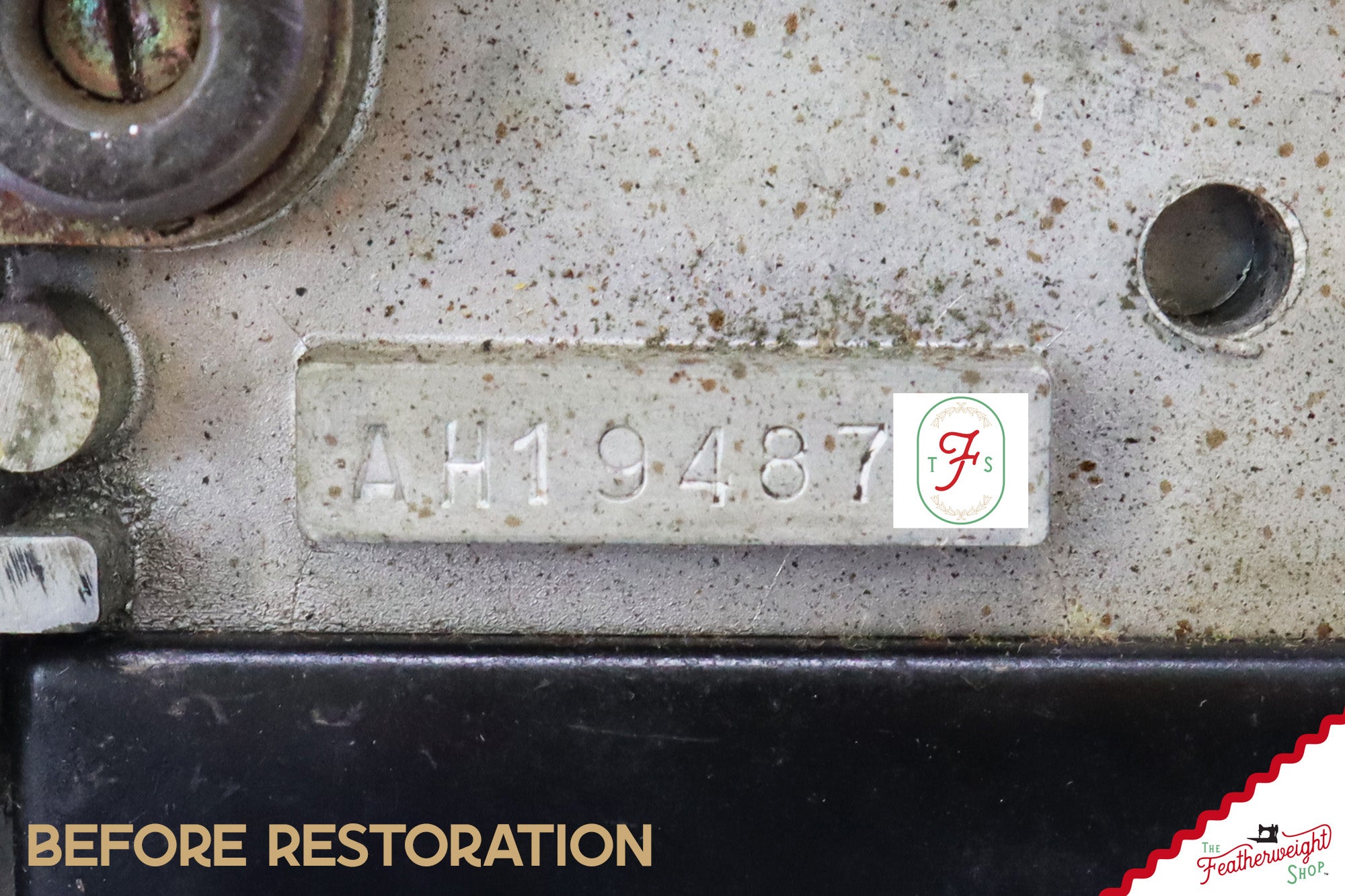 Singer Featherweight 221 Sewing Machine AH194***, RARE M.R. Decal - Fully Restored in Gloss Black