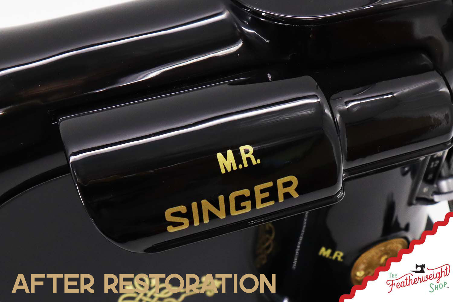 Singer Featherweight 221 Sewing Machine AH194***, RARE M.R. Decal - Fully Restored in Gloss Black