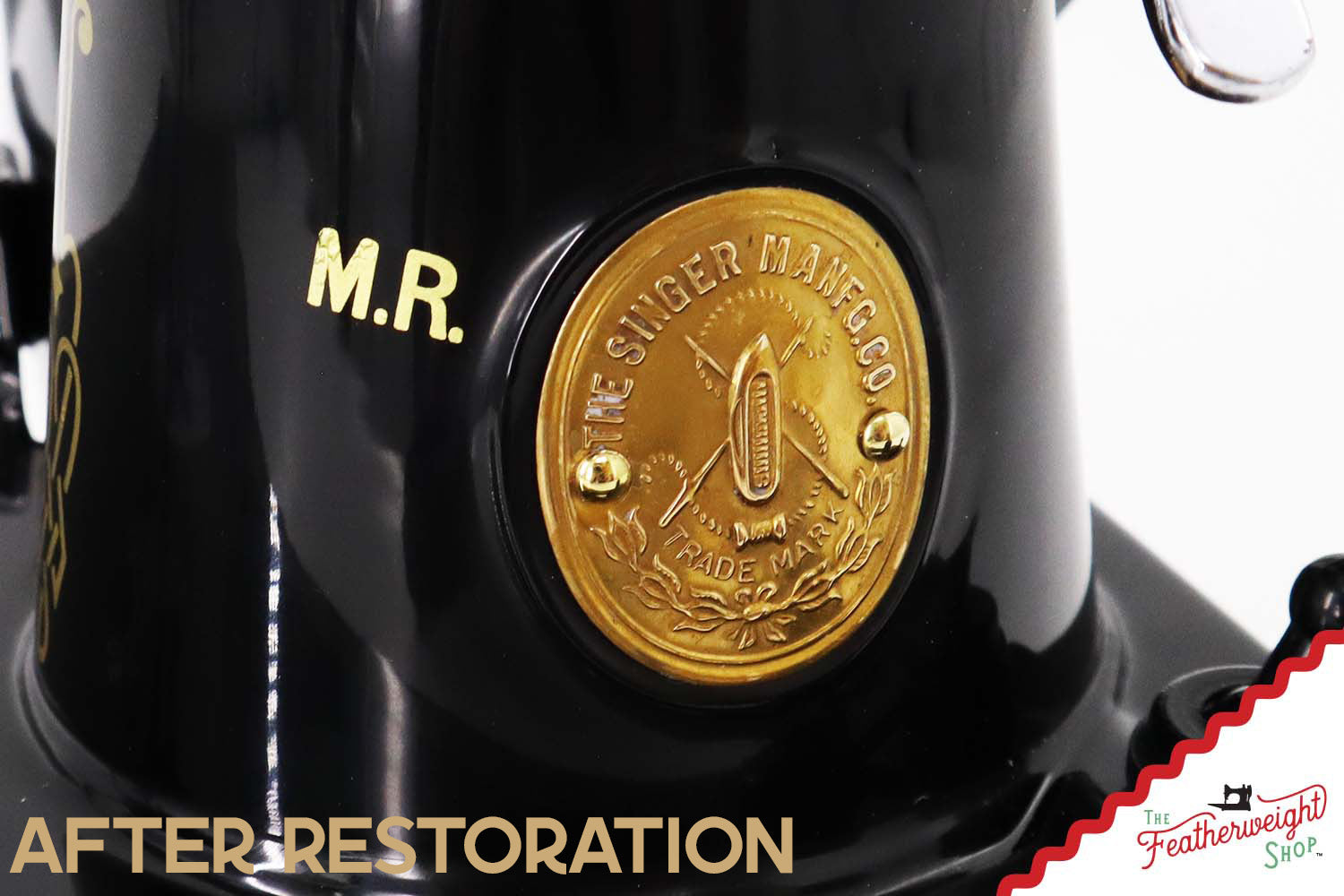 Singer Featherweight 221 Sewing Machine AH194***, RARE M.R. Decal - Fully Restored in Gloss Black