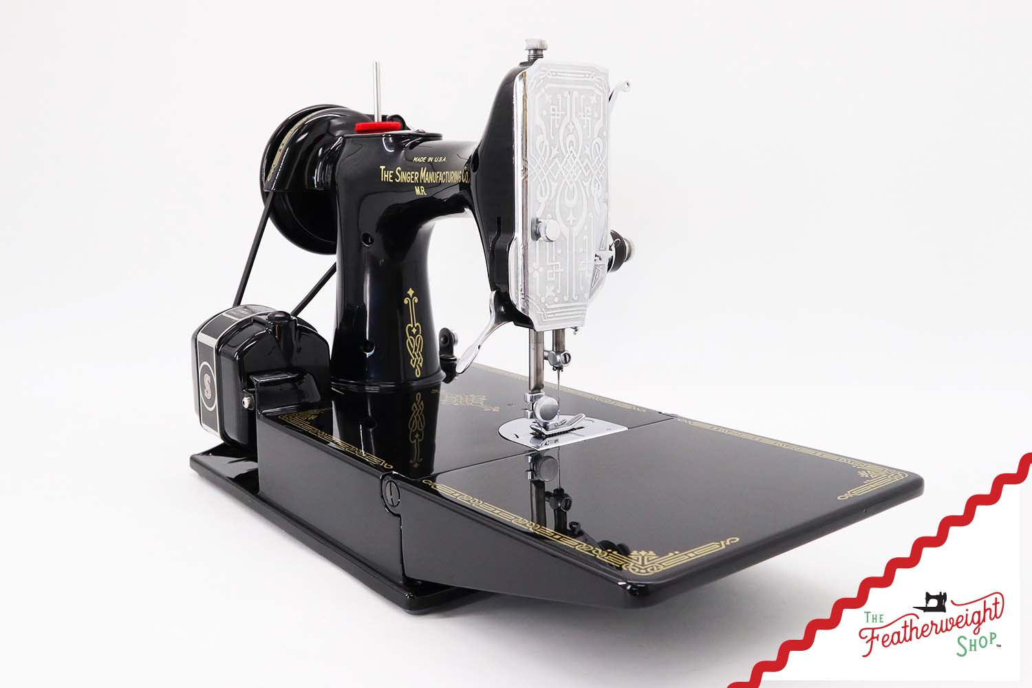 Singer Featherweight 221 Sewing Machine AH194***, RARE M.R. Decal - Fully Restored in Gloss Black
