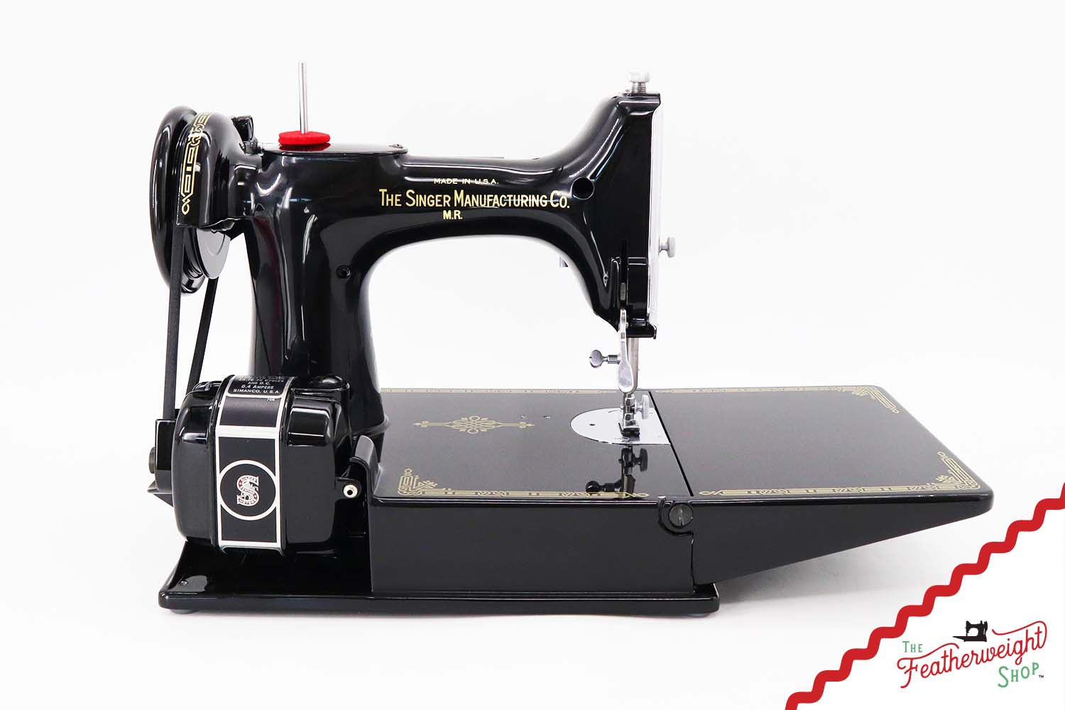 Singer Featherweight 221 Sewing Machine AH194***, RARE M.R. Decal - Fully Restored in Gloss Black