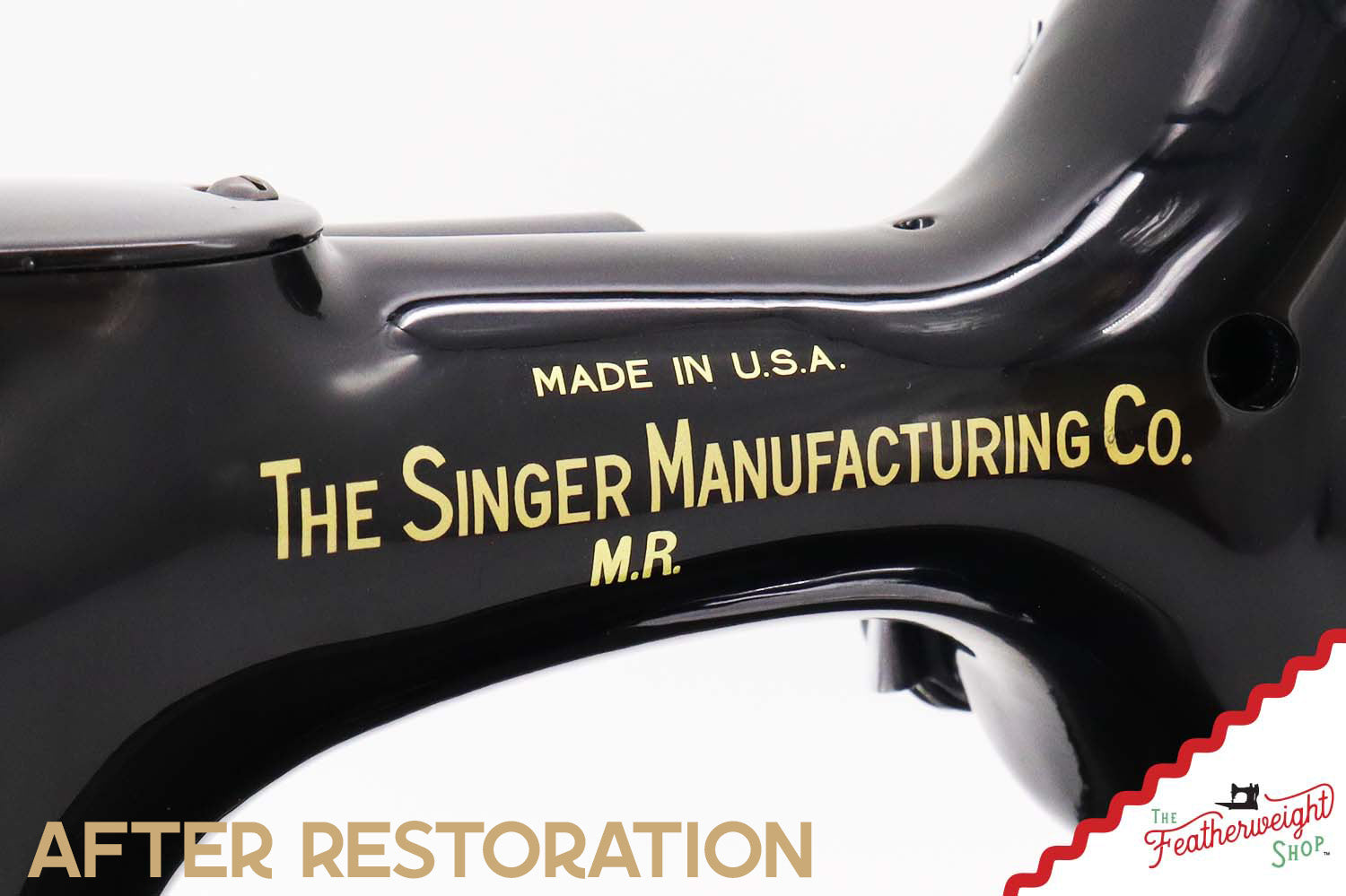 Singer Featherweight 221 Sewing Machine AH194***, RARE M.R. Decal - Fully Restored in Gloss Black