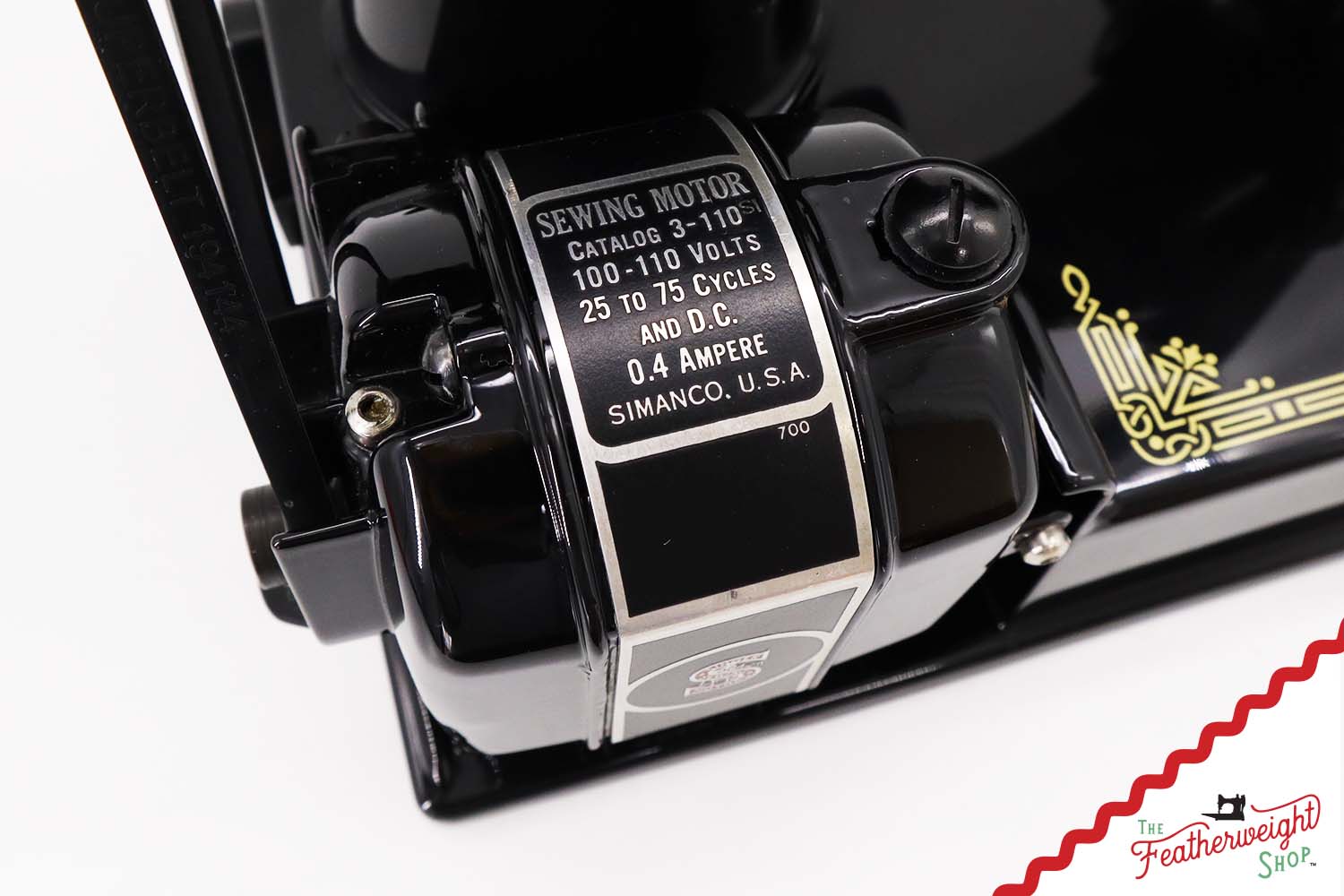 Singer Featherweight 221 Sewing Machine AH194***, RARE M.R. Decal - Fully Restored in Gloss Black