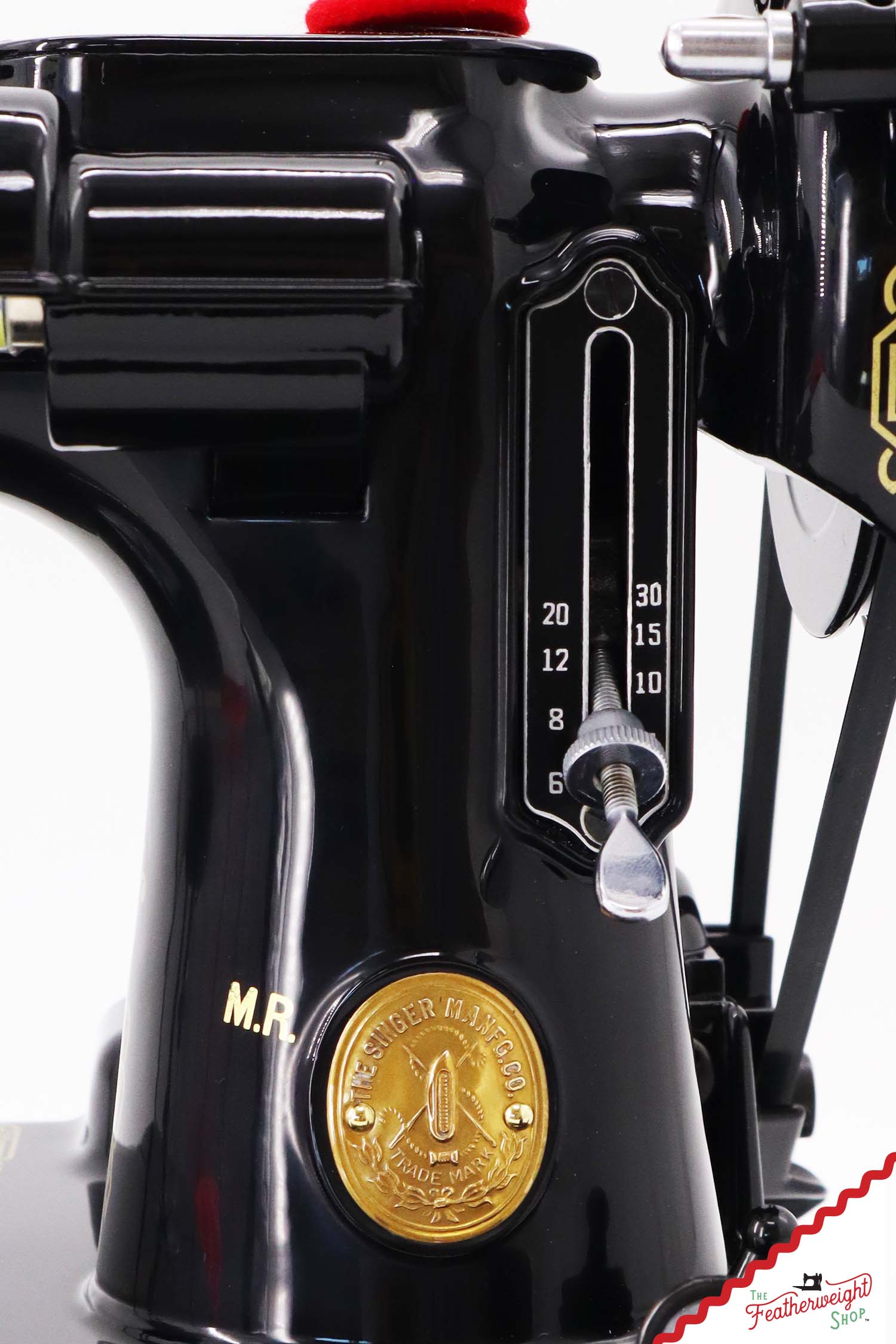 Singer Featherweight 221 Sewing Machine AH194***, RARE M.R. Decal - Fully Restored in Gloss Black