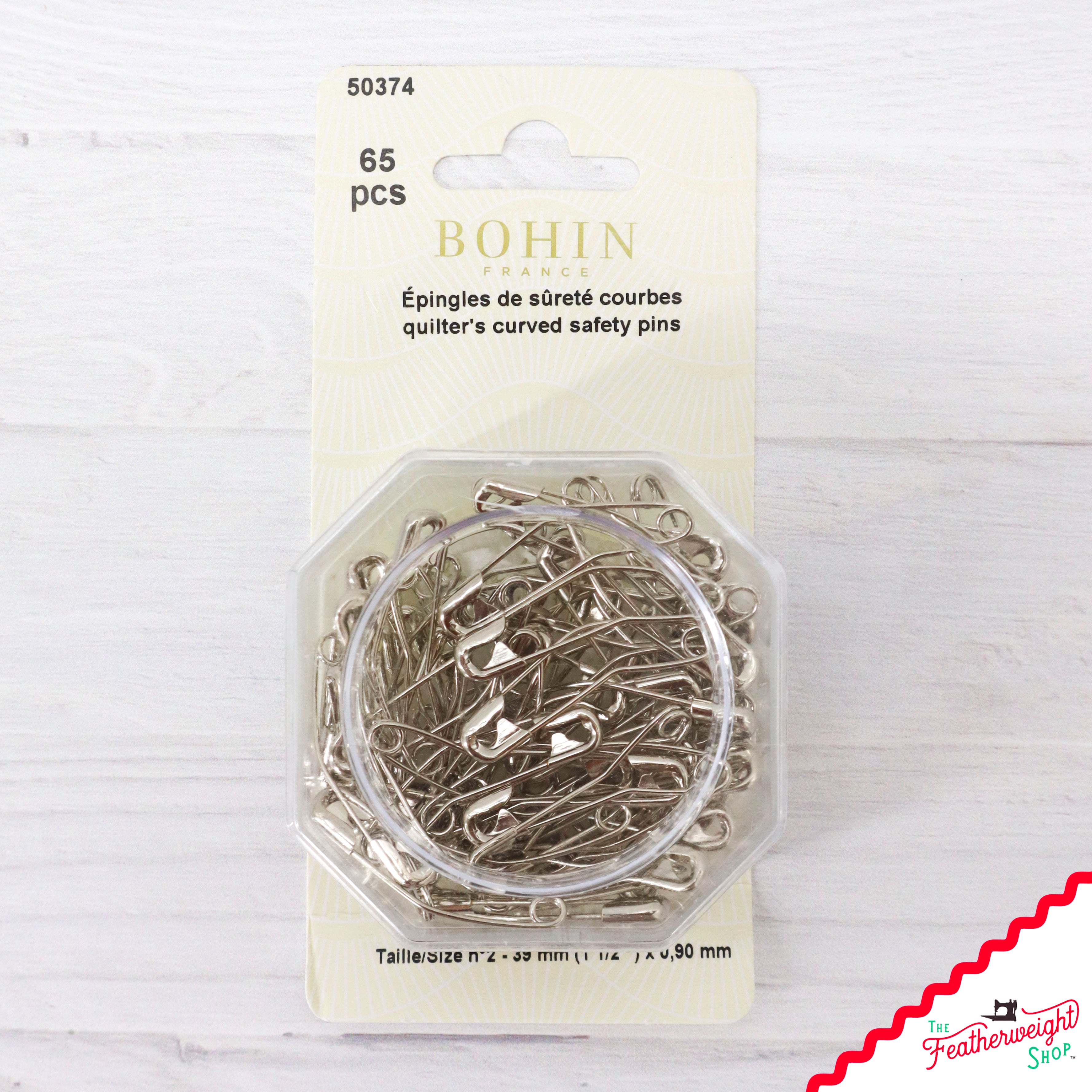 Bohin Curved Safety Pins 1 1/2" - 65 Count