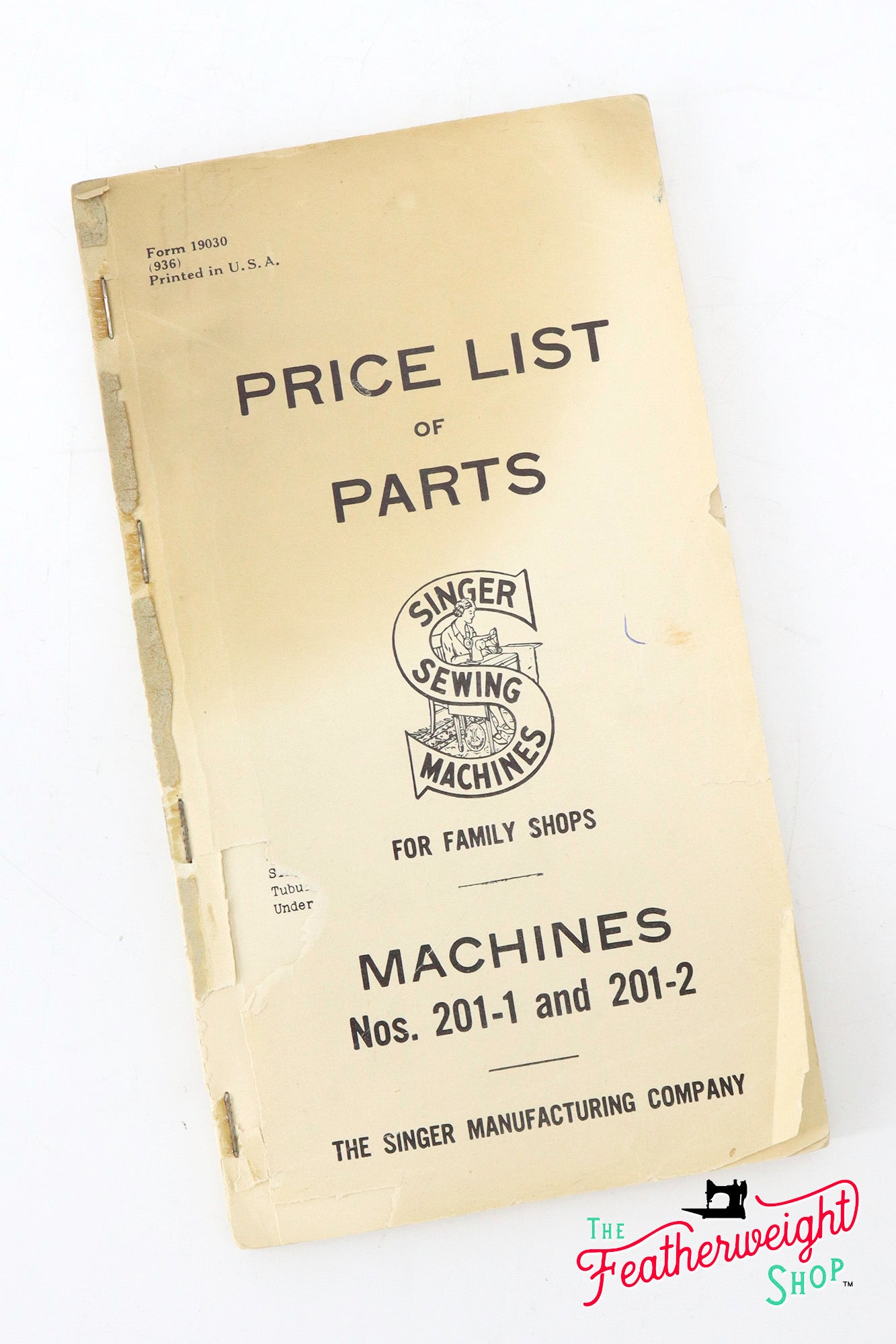 List of Parts Book, Singer 201-1, 201-2, 1936 (Vintage Original) - RARE