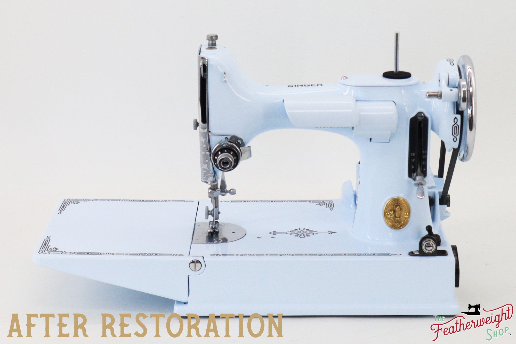 Singer Featherweight Top Decal 221 Fully Restored in Cinderella Blue, AF383*** - SCARCE