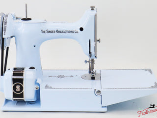 Load image into Gallery viewer, Singer Featherweight Top Decal 221 Fully Restored in Cinderella Blue, AF383*** - SCARCE