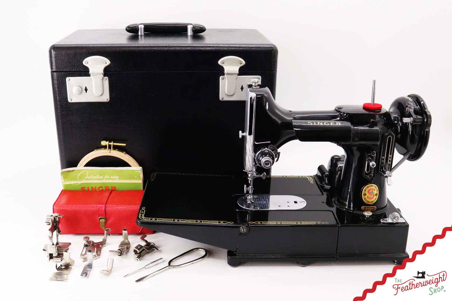 Singer Featherweight 222K Sewing Machine, Red 'S' - EP76078* - 1959