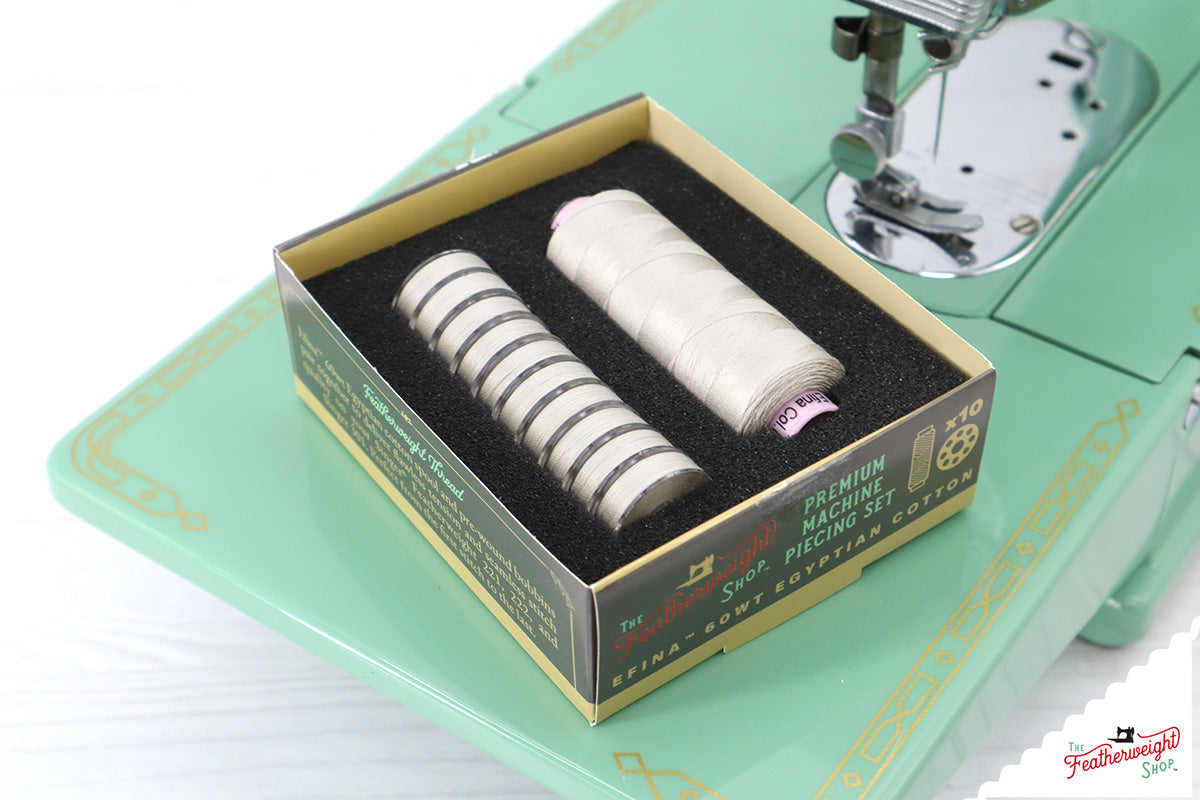 Featherweight Thread, PREMIUM MACHINE PIECING SET with Prewound Bobbins