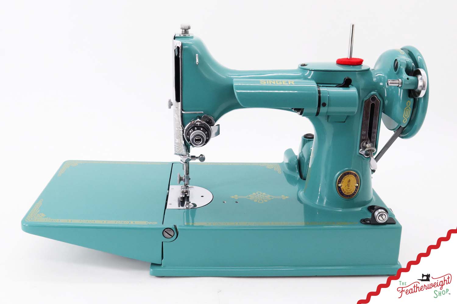 Singer Featherweight 221K, Centennial - EG9647**, Rare Great Britain Decal - Fully Restored in Lagoon