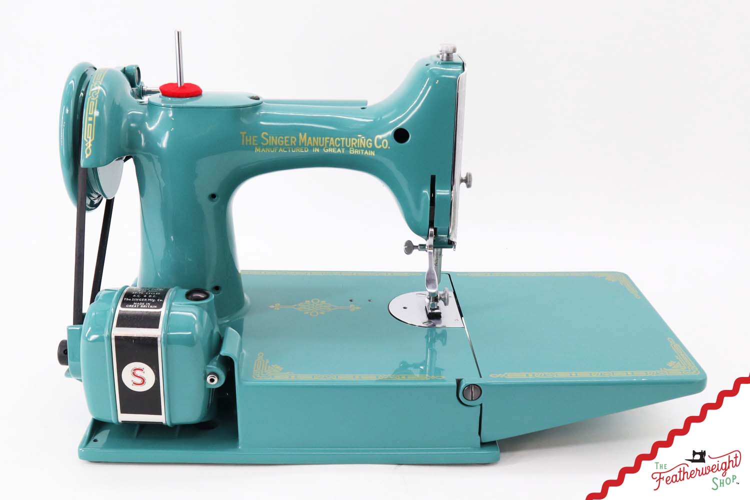 Singer Featherweight 221K, Centennial - EG9647**, Rare Great Britain Decal - Fully Restored in Lagoon