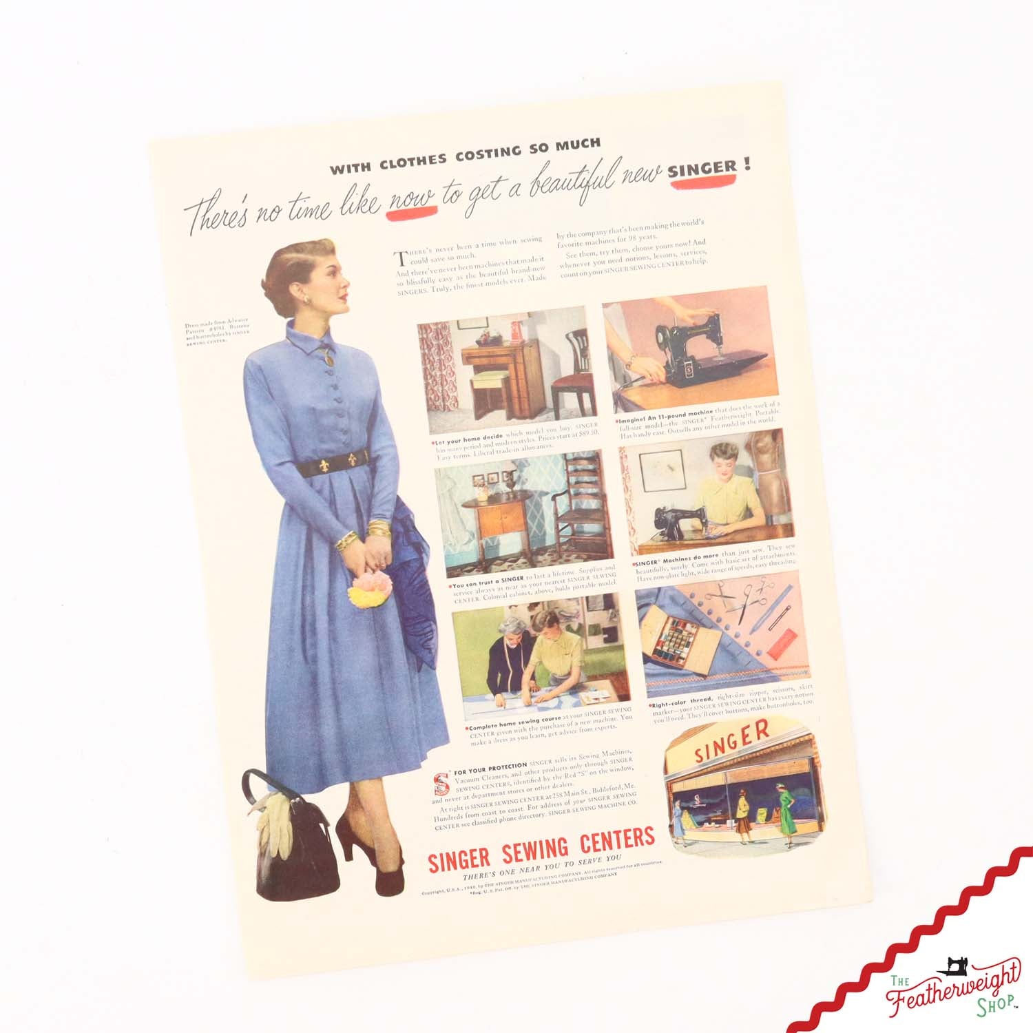 Advertisement, Rare Featuring the Singer Featherweight  - (Vintage Original)