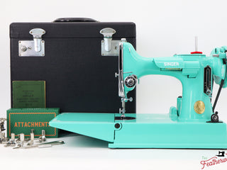 Load image into Gallery viewer, Singer Featherweight 221, AJ217*** - Fully Restored in Caribbean Sea Green