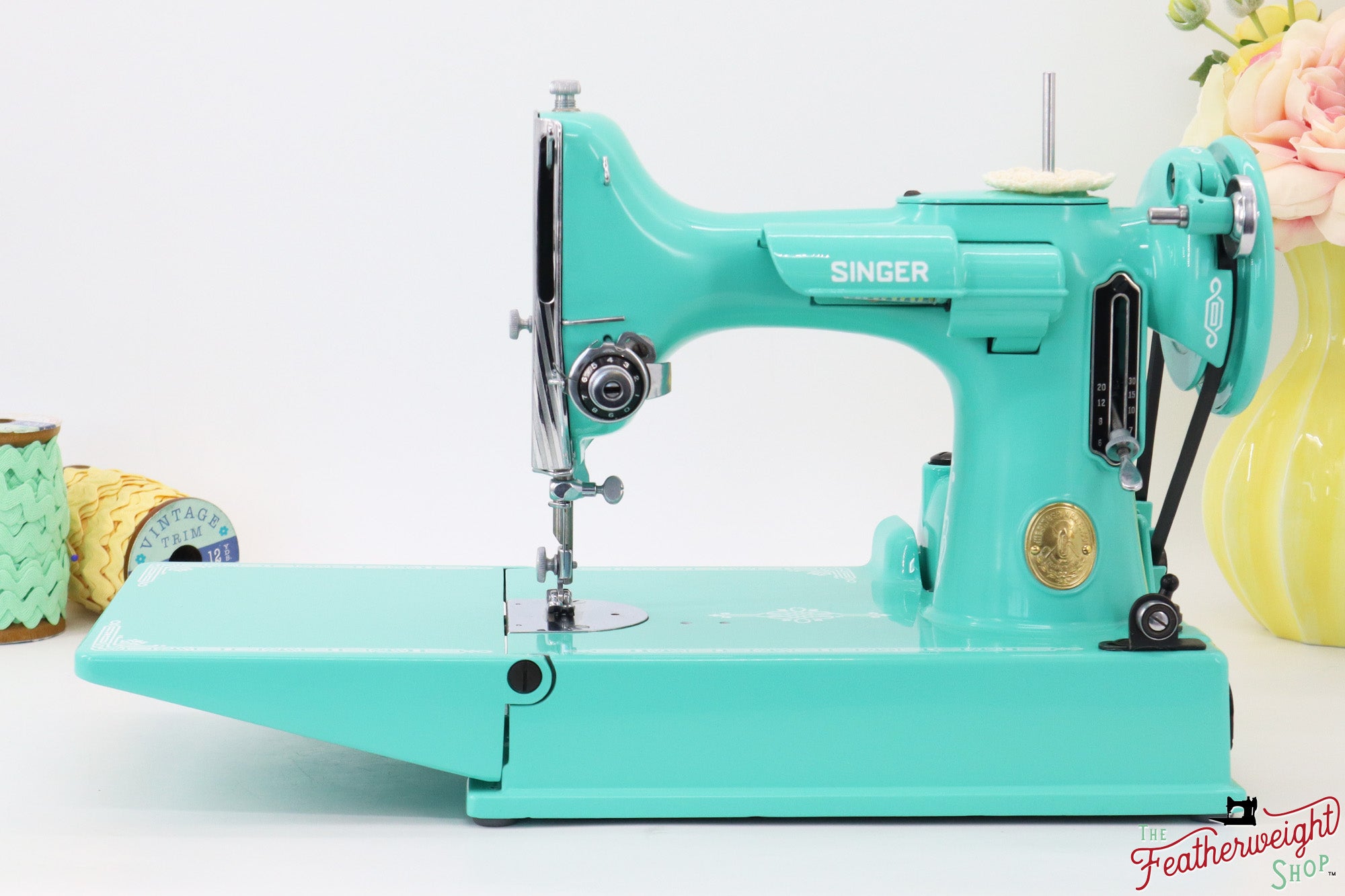 Singer Featherweight 221, AJ217*** - Fully Restored in Caribbean Sea Green