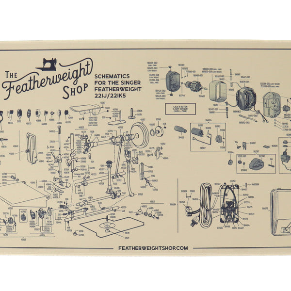 Servicing Mat, Tan Featherweight Schematic for 221J / 221K5