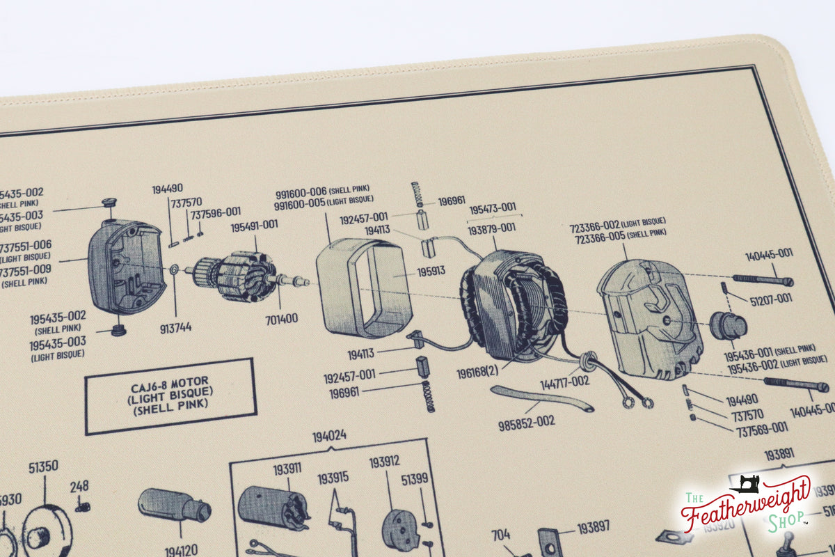 Singer Schematic Servicing Mat, Tan Featherweight Schematic 221J / 221K5 – The Singer ...