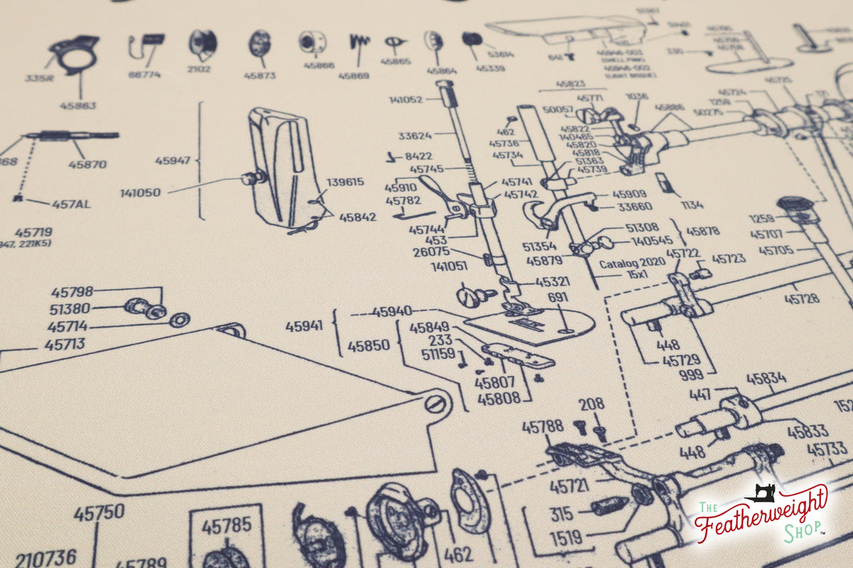 Singer Schematic Servicing Mat, Tan Featherweight Schematic 221J / 221K5 – The Singer ...