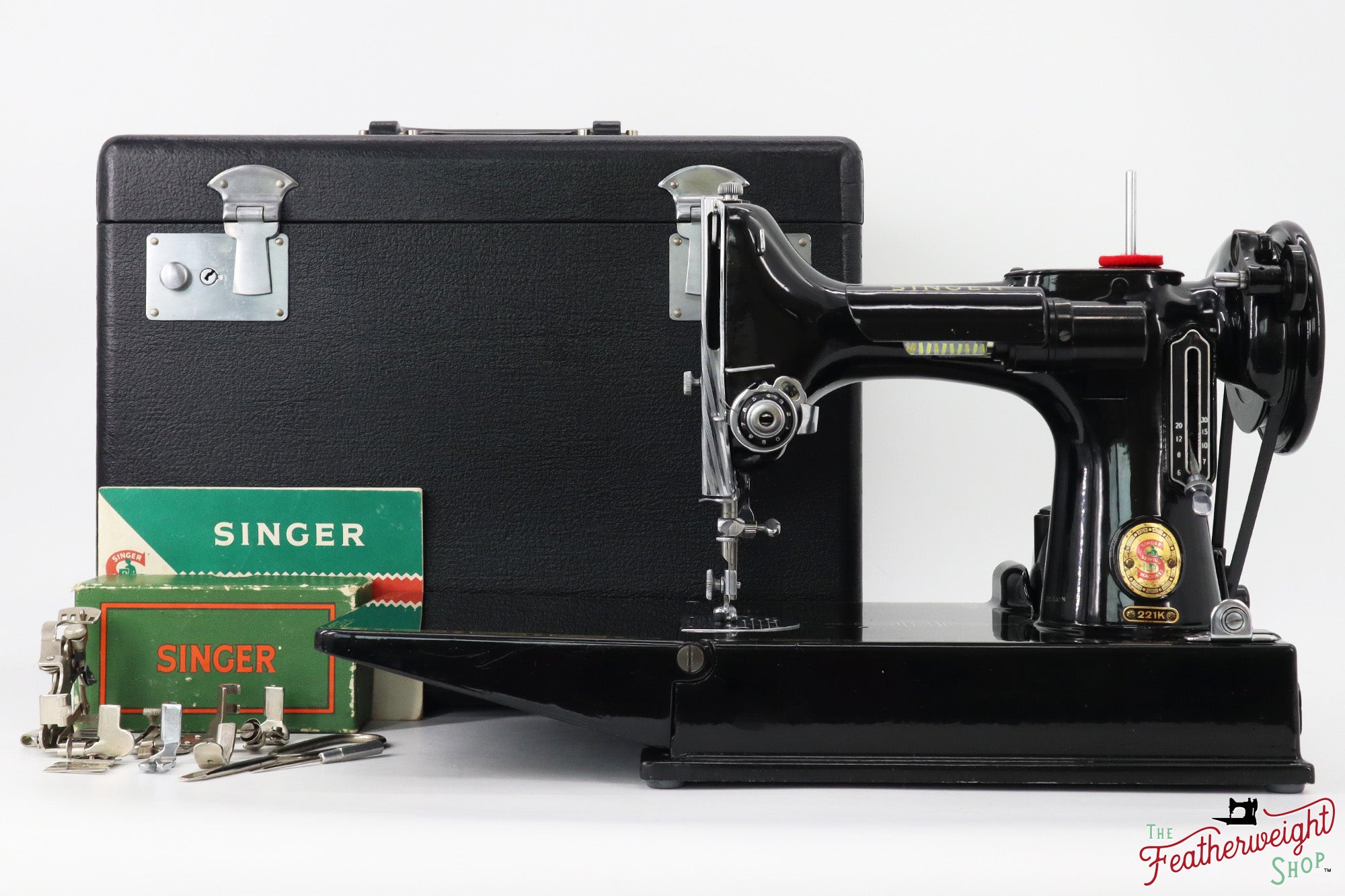 Singer Featherweight 221K Sewing Machine, RED "S" - ES1714**