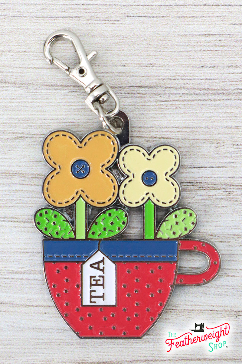 Keyring & Keychain Enamel Charm, TEACUP by Lori Holt