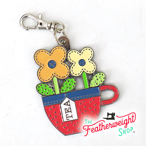 Keyring & Keychain Enamel Charm, TEACUP by Lori Holt