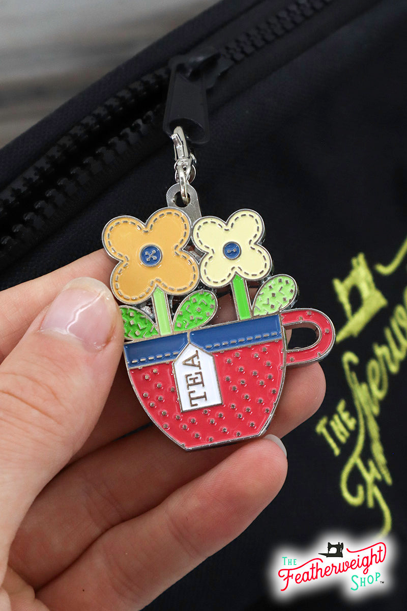 Keyring & Keychain Enamel Charm, TEACUP by Lori Holt