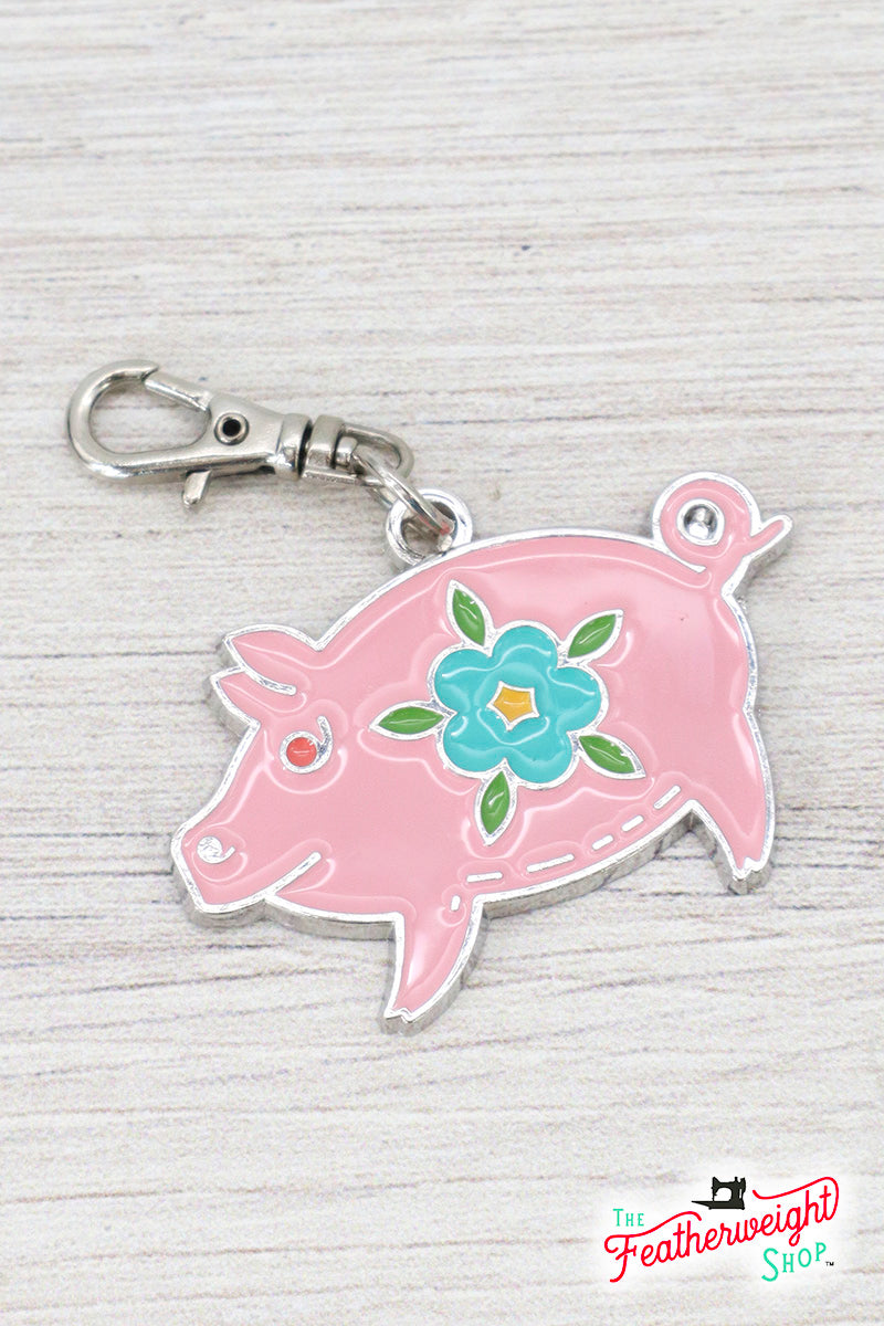 Keyring & Keychain Enamel Charm, Piggy by Lori Holt