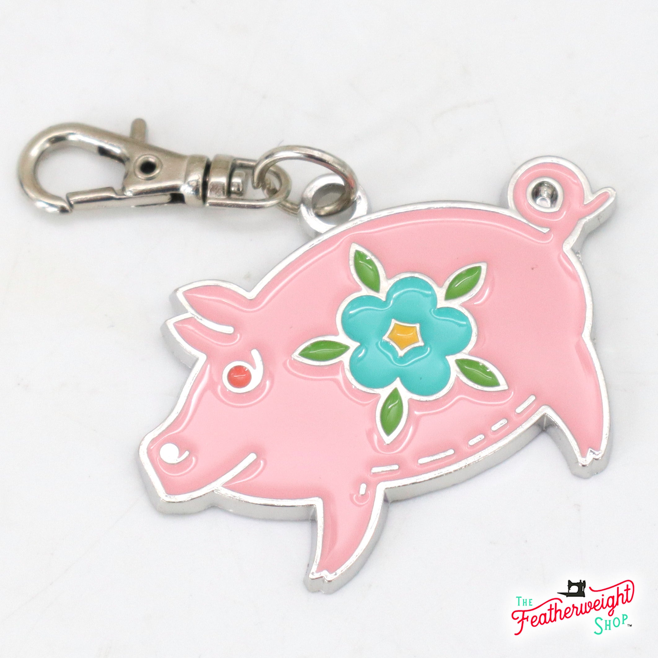 Keyring & Keychain Enamel Charm, Piggy by Lori Holt