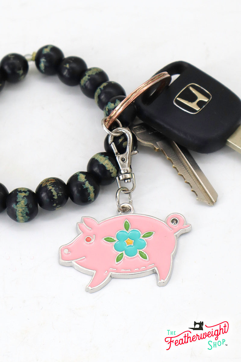 Keyring & Keychain Enamel Charm, Piggy by Lori Holt