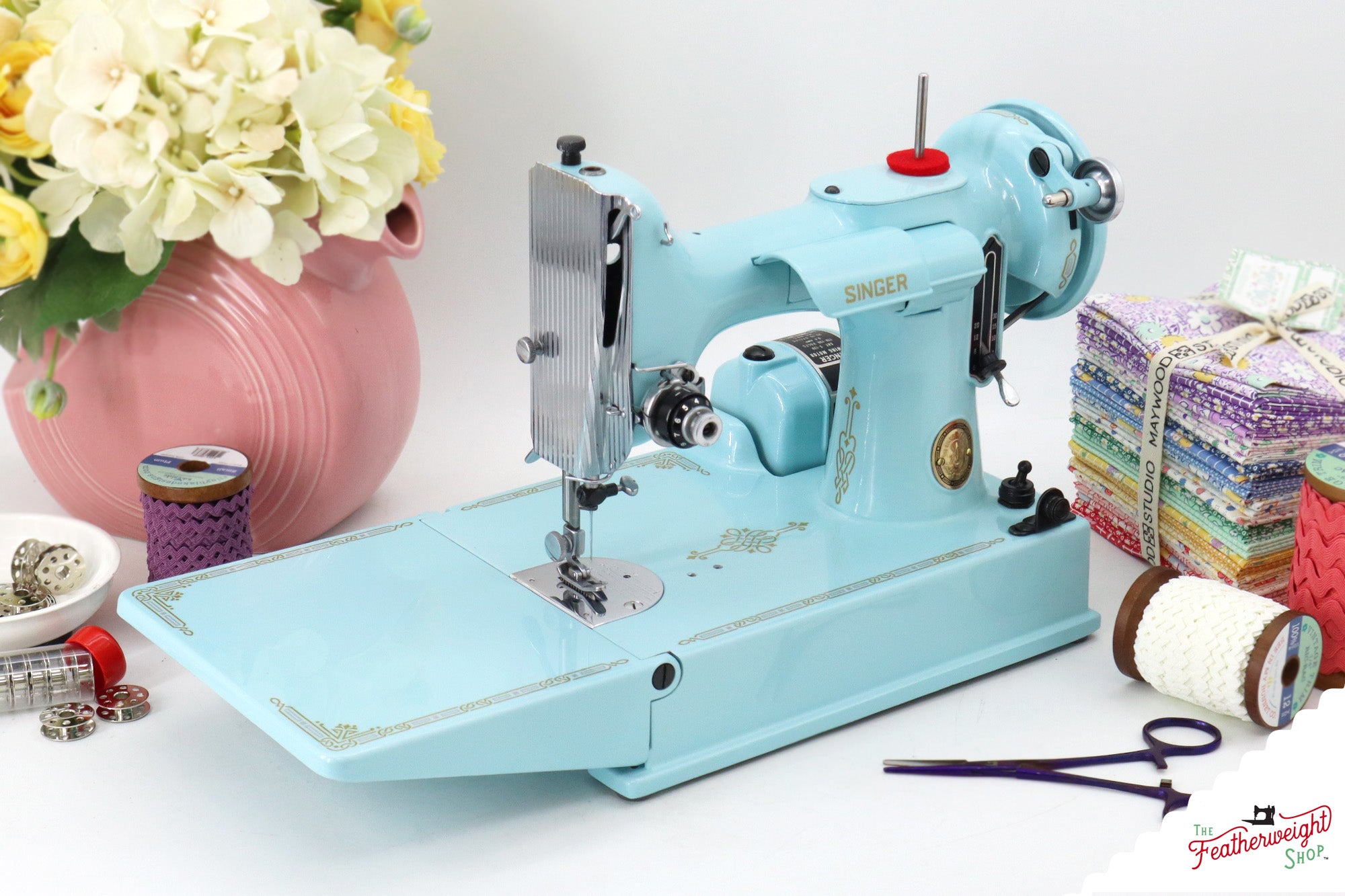 Singer Featherweight 221, AL409*** - Fully Restored in Cinderella Blue